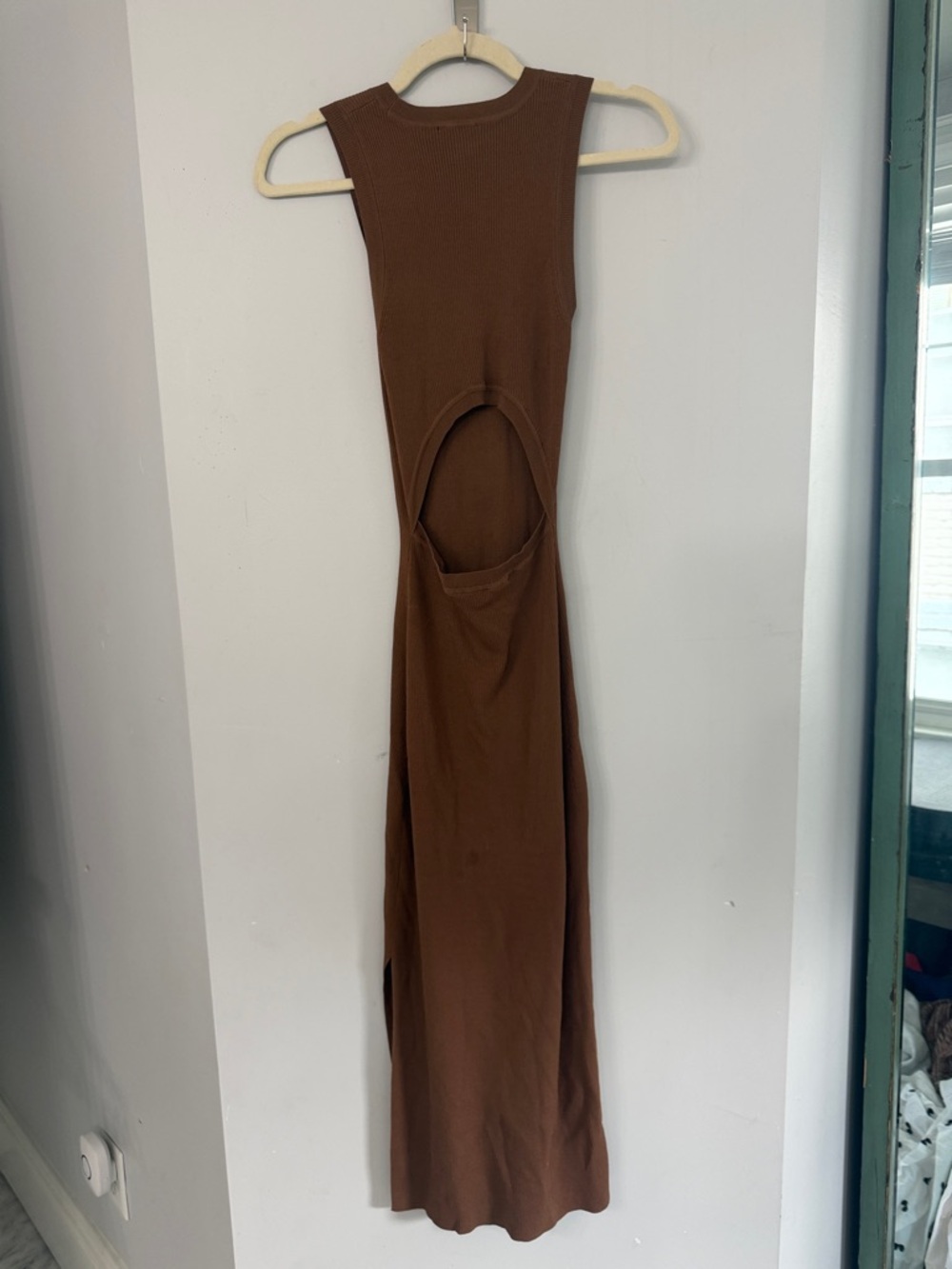 Rails Women’s XS Golden Brown Ribbed Open Back Sleeveless Bodycon Maxi Dress - Picture 3 of 3